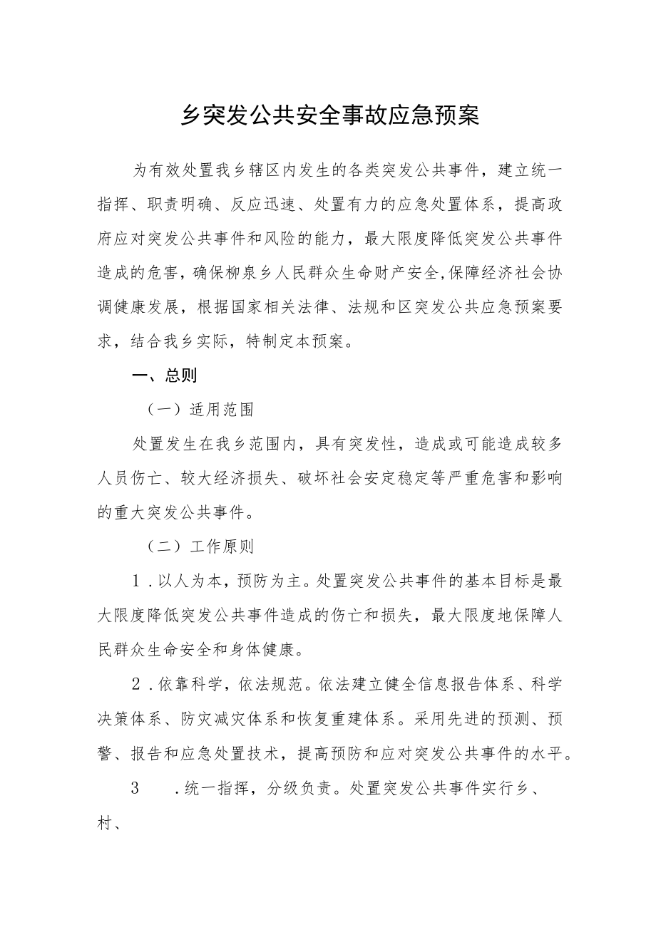 乡突发公共安全事故应急预案.docx_第1页