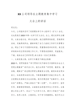 【最新文档】XX公司领导在主题教育集中学习大会上的讲话.docx