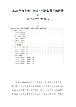 2023年市乡镇（街道）科级领导干部进修班学员党性分析报告.docx