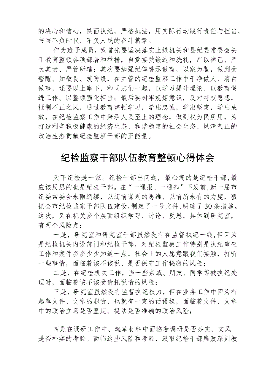 2023全国纪检监察干部队伍教育整顿教育活动的心得体会共五篇(最新精选).docx_第2页