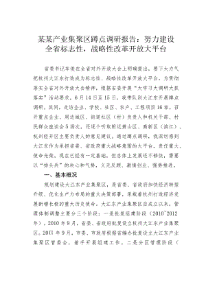 某某产业集聚区蹲点调研报告：努力建设全省标志性战略性改革开放大平台.docx