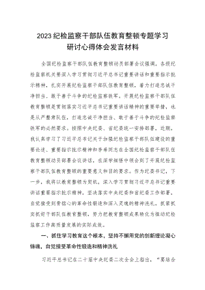 2023纪检监察干部队伍教育整顿专题学习研讨心得体会发言材料(精选详细版三篇).docx