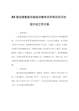 XX镇治理重复访越级访集体访异常访百日攻坚行动工作方案.docx