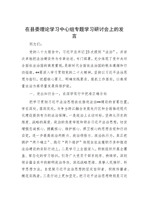 在县委理论学习中心组专题学习研讨会上的发言.docx