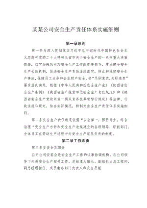 某某公司安全生产责任体系实施细则.docx