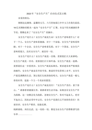 隧道工程项目2023年“安全生产月”启动仪式发言稿 （5份）.docx