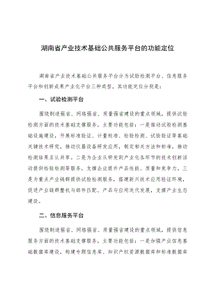 湖南省产业技术基础公共服务平台的功能定位.docx