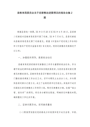 县教育局委员会关于巡察整改进展情况的报告合集2篇.docx