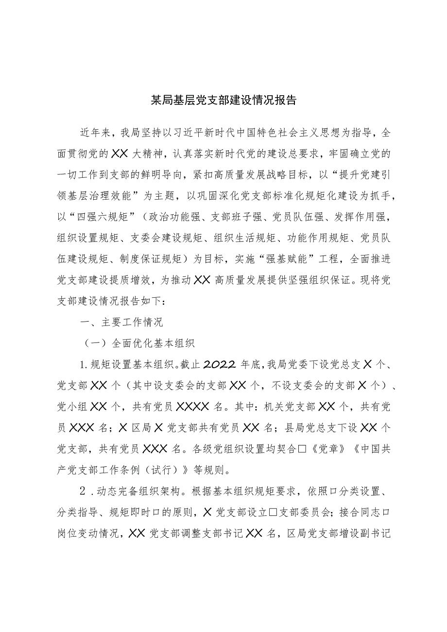 局基层党支部建设情况报告.docx_第1页