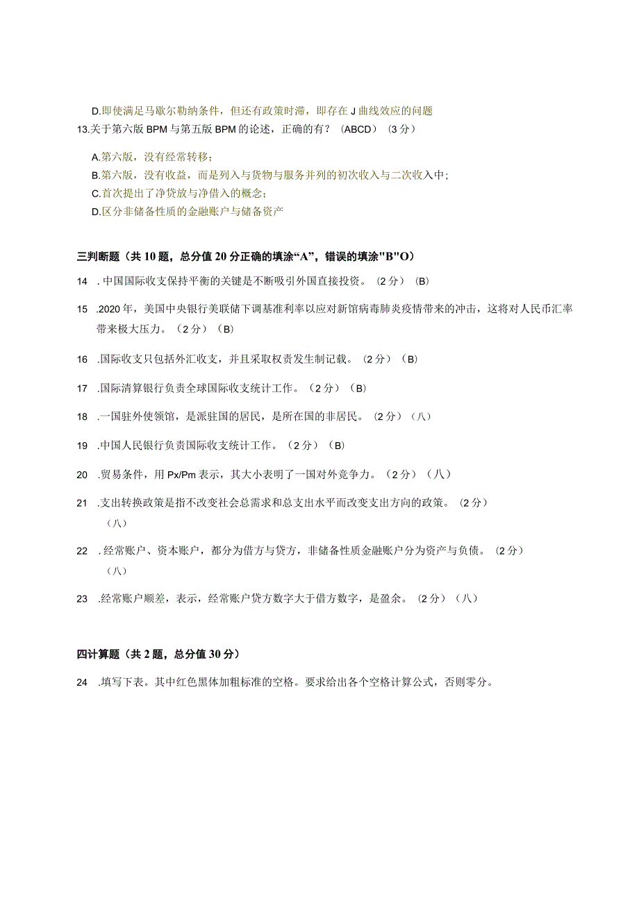 XX大学成人教育学院2022-2023学年度第二学期期末考试《国际金融》复习试卷1.docx_第3页