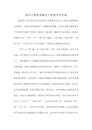 做好主题教育融合文章督导发言稿.docx