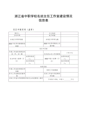 浙江省中职学校名班主任工作室建设情况信息表.docx