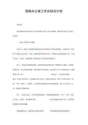 招商办公室工作总结及计划精选.docx