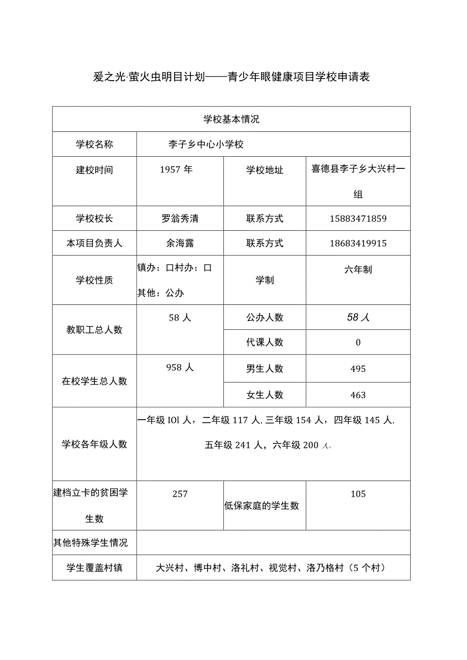 萤火虫明目计划 学校申请表.docx_第1页