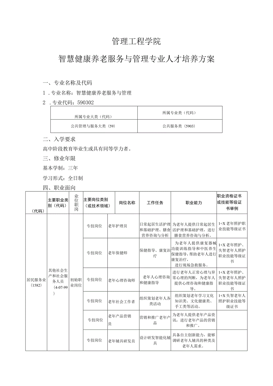 管理工程学院-2022级专业人才培养方案-智慧健康养老服务与管理专业.docx_第1页