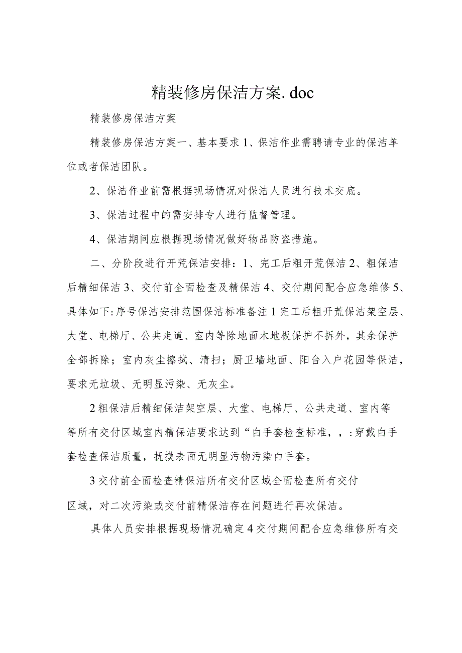 精装修房保洁方案.docx_第1页