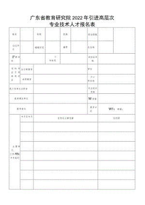 广东省教育研究院2022年引进高层次专业技术人才报名表.docx