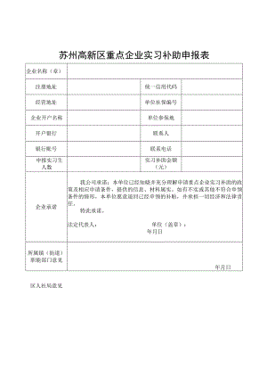 苏州高新区重点企业实习补助申报表.docx