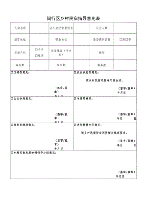 闵行区乡村民宿指导意见表.docx