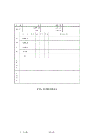 某企业管理才能考核及建议表(doc 1页).docx