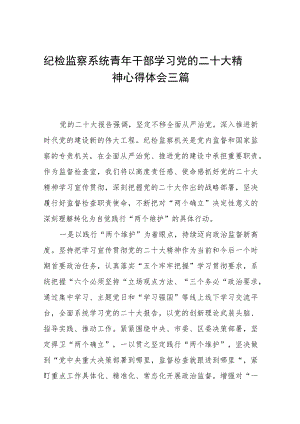 纪检监察系统青年干部学习党的二十大精神心得体会三篇.docx