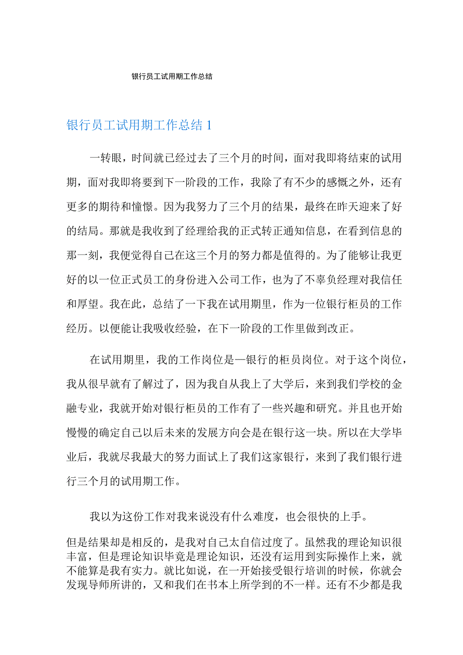 银行员工试用期工作总结.docx_第1页