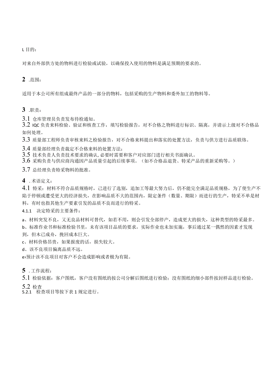 进料检验标准供方物料检验流程IQC检验结论判定和处理.docx_第1页