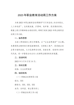 职业学校2023年职业教育活动周工作方案七篇.docx