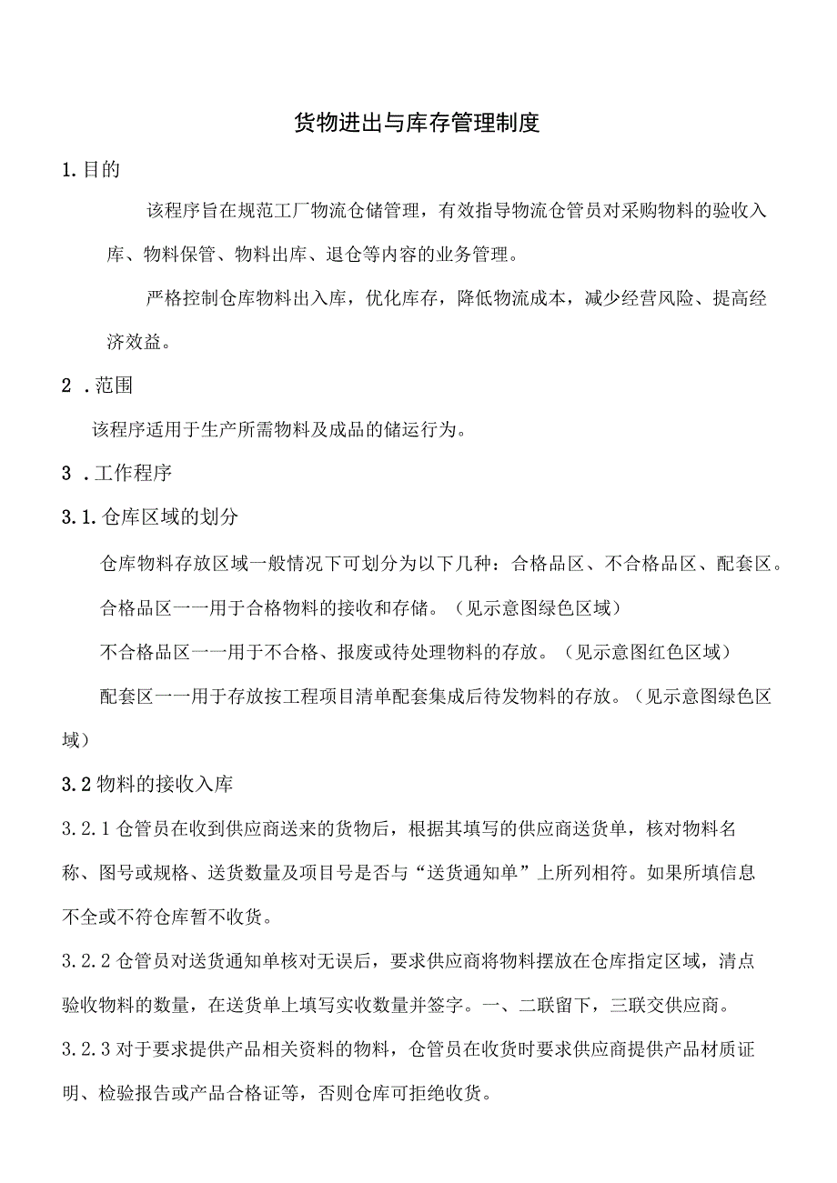 货物进出与库存管理制度物料接收、发放、帐务管理规定.docx_第1页