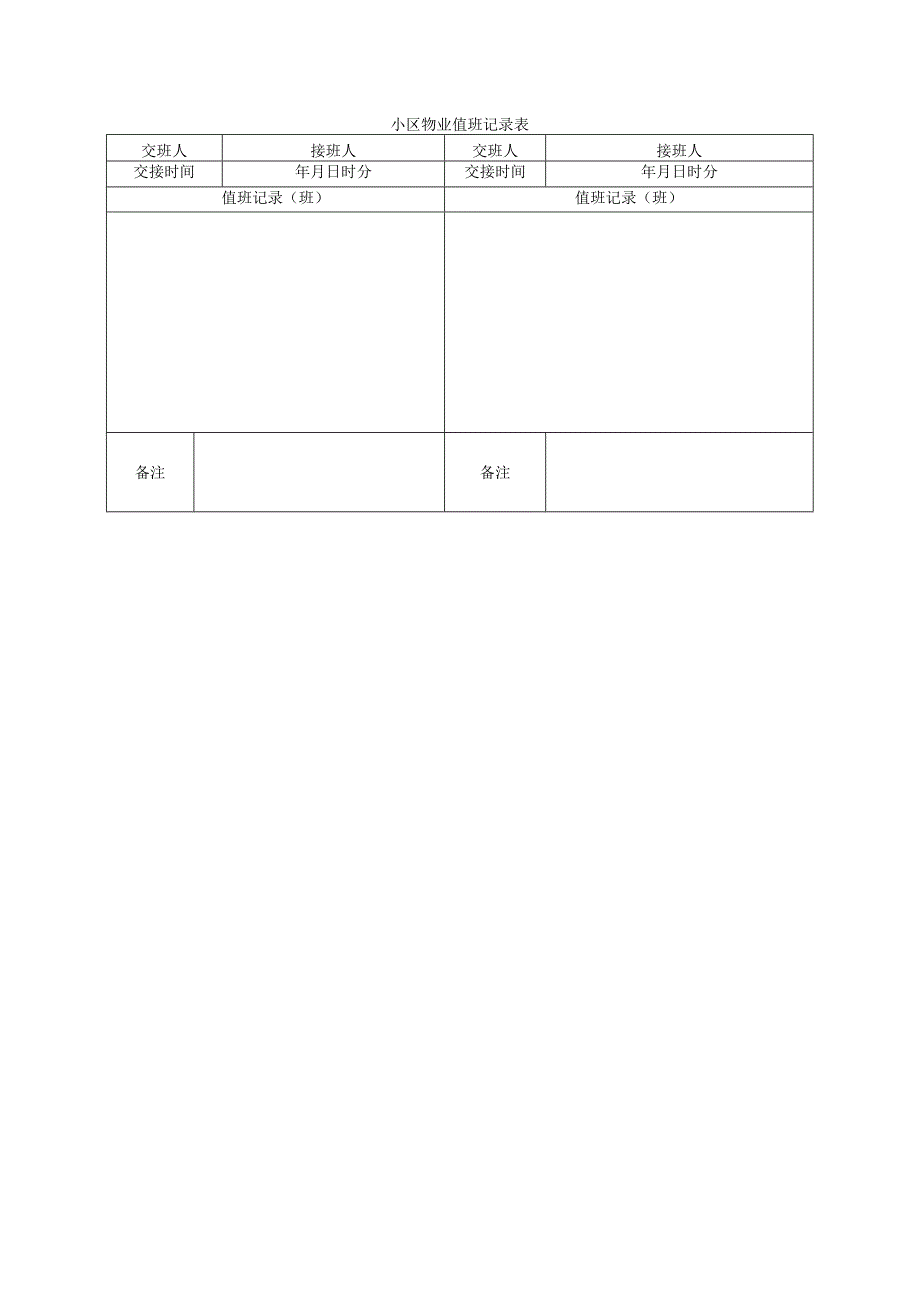 小区物业值班记录表.docx_第1页