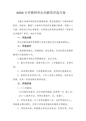 小学教师突出贡献奖评选方案.docx