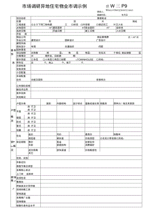 市场调研异地住宅物业市调示例.docx