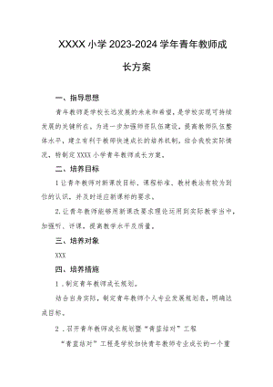 小学2023-2024学年青年教师成长方案.docx