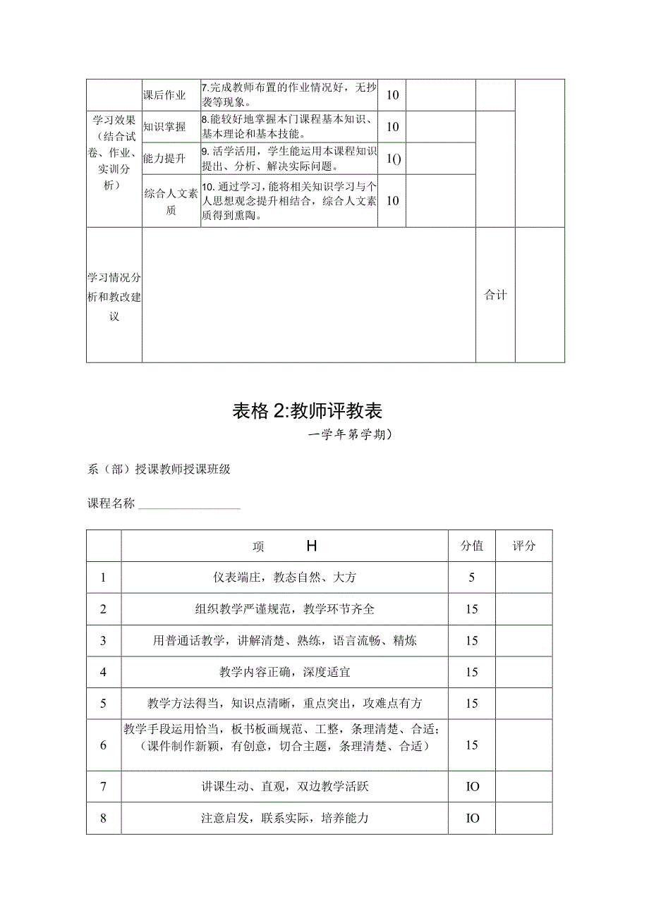 学校教师评学、评教、听课及进度表（最新模板）.docx_第3页