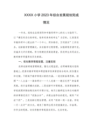 小学2023年综合发展规划完成情况.docx