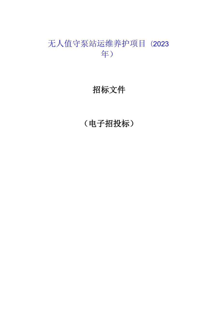 无人值守泵站运维养护项目(2023年）招标文件.docx_第1页