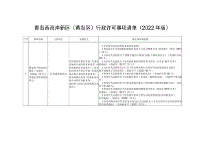 青岛西海岸新区黄岛区行政许可事项清单2022年版.docx