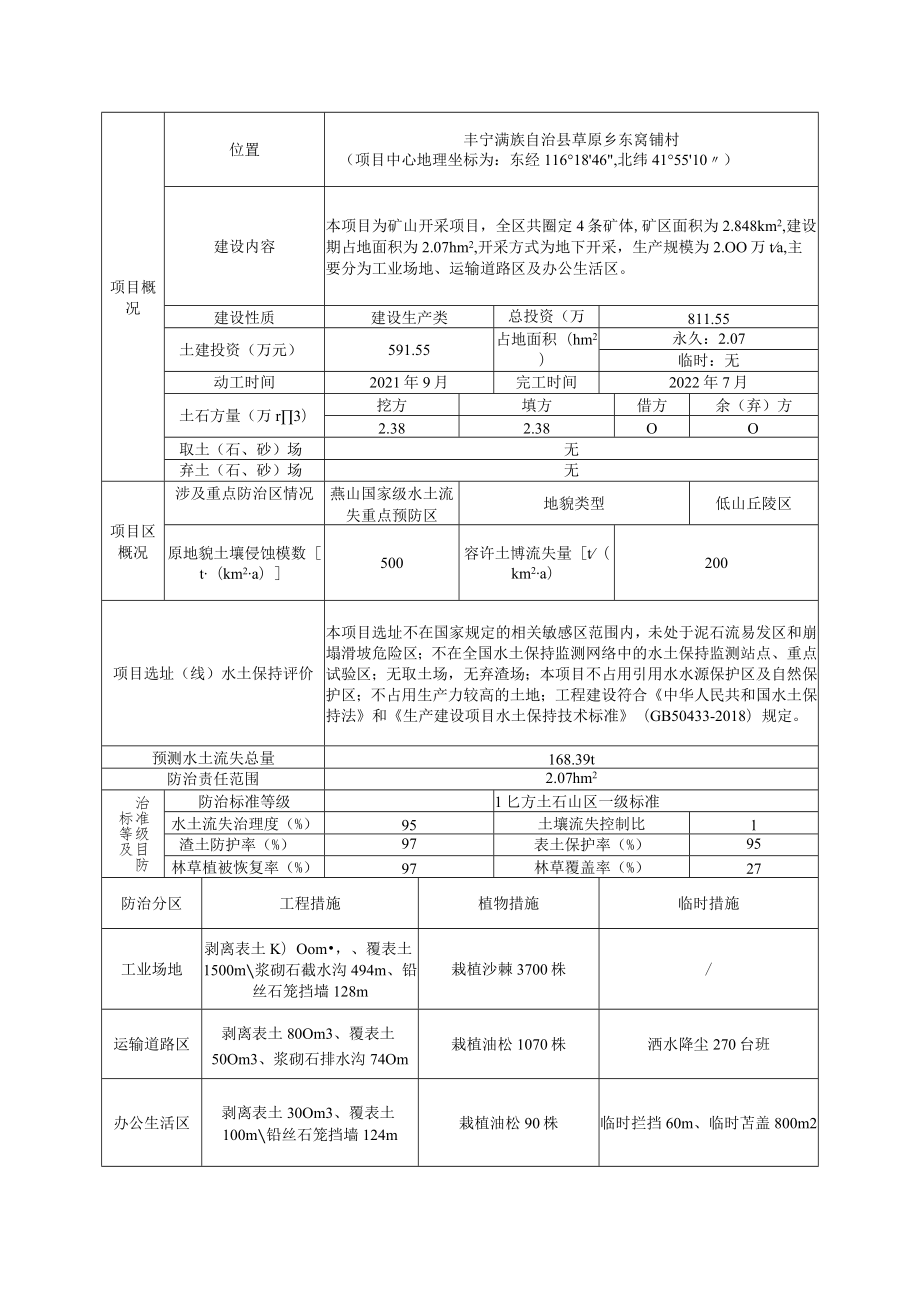 丰宁龙翔矿业有限责任公司西营子萤石矿水土保持方案报告表.docx_第3页