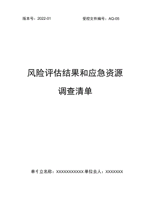 应急救援预案风险评估结果和应急物资清单.docx