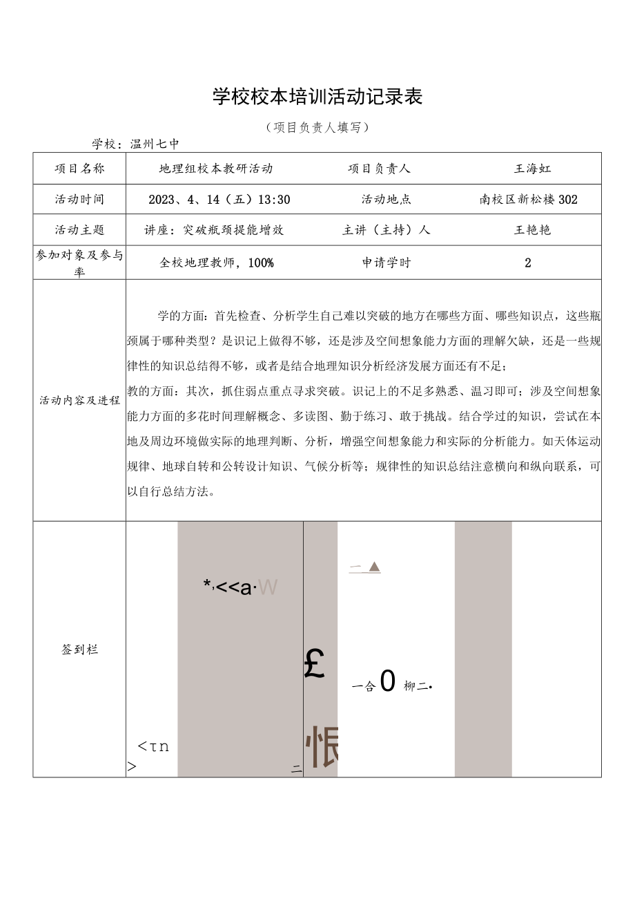 学校校本培训活动记录表.docx_第1页