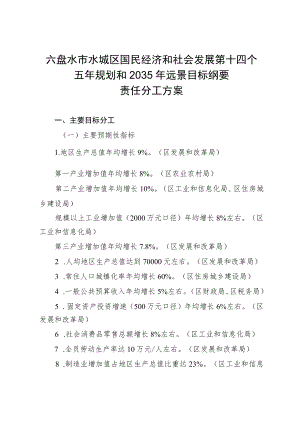 六盘水市水城区国民经济和社会发展第十四个五年规划和2035年远景目标纲要责任分工方案.docx