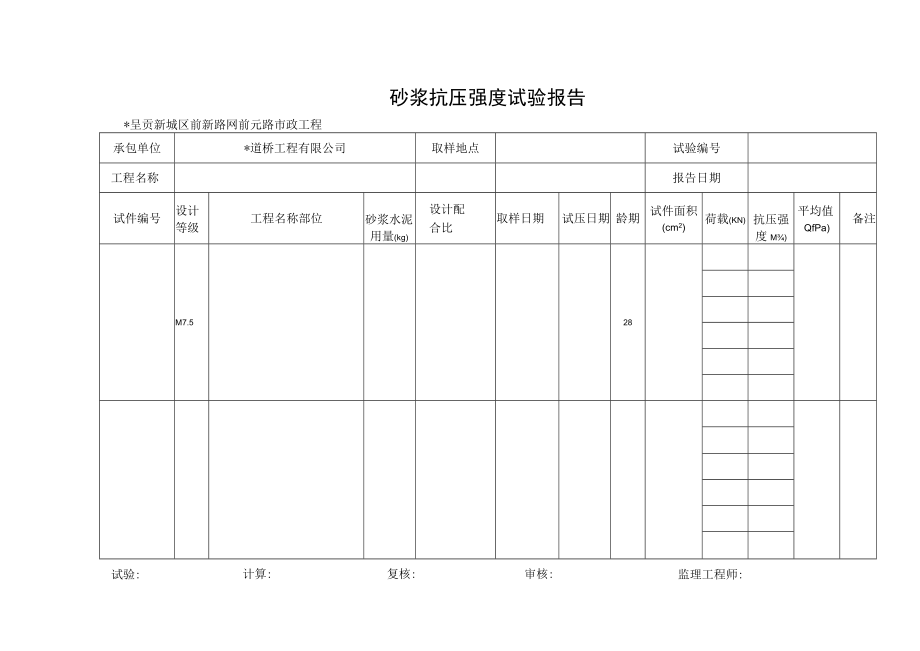 砂浆抗压强度试验报告工程文档范本.docx_第1页