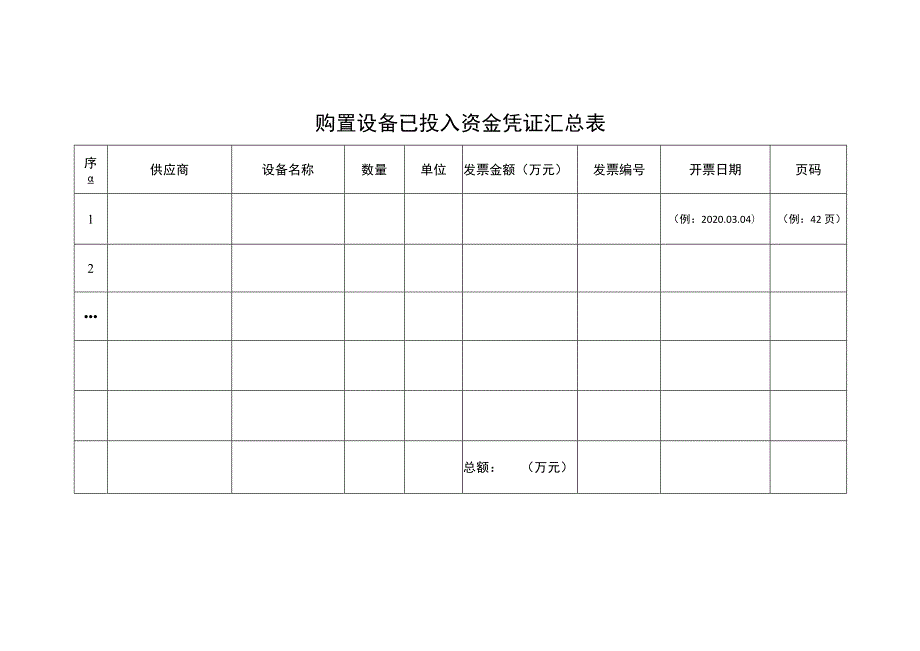 购置设备已投入资金凭证汇总表.docx_第1页