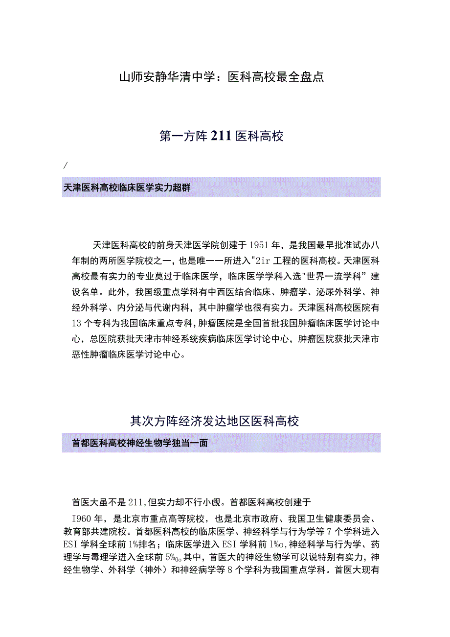 山师安宁华清中学：医科大学最全盘点.docx_第1页