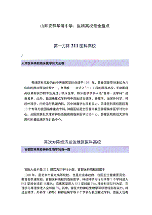 山师安宁华清中学：医科大学最全盘点.docx