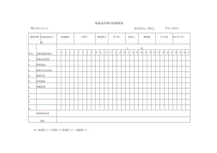 设备(生产线）运行点检表.docx_第1页