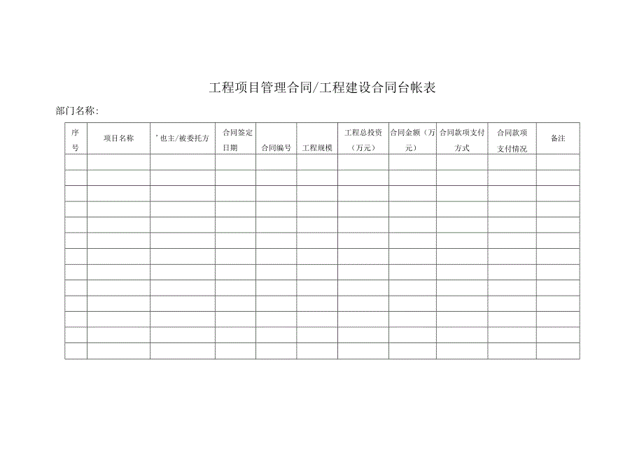 工程项目管理合同、工程建设合同台帐表.docx_第1页