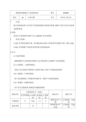 视频监控摄像头产品检验标准.docx