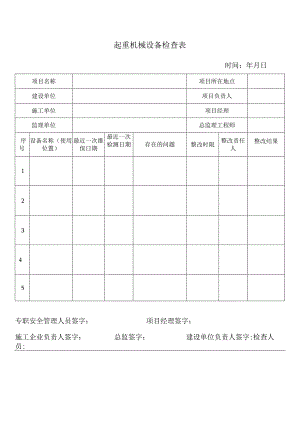 起重机械设备检查表.docx