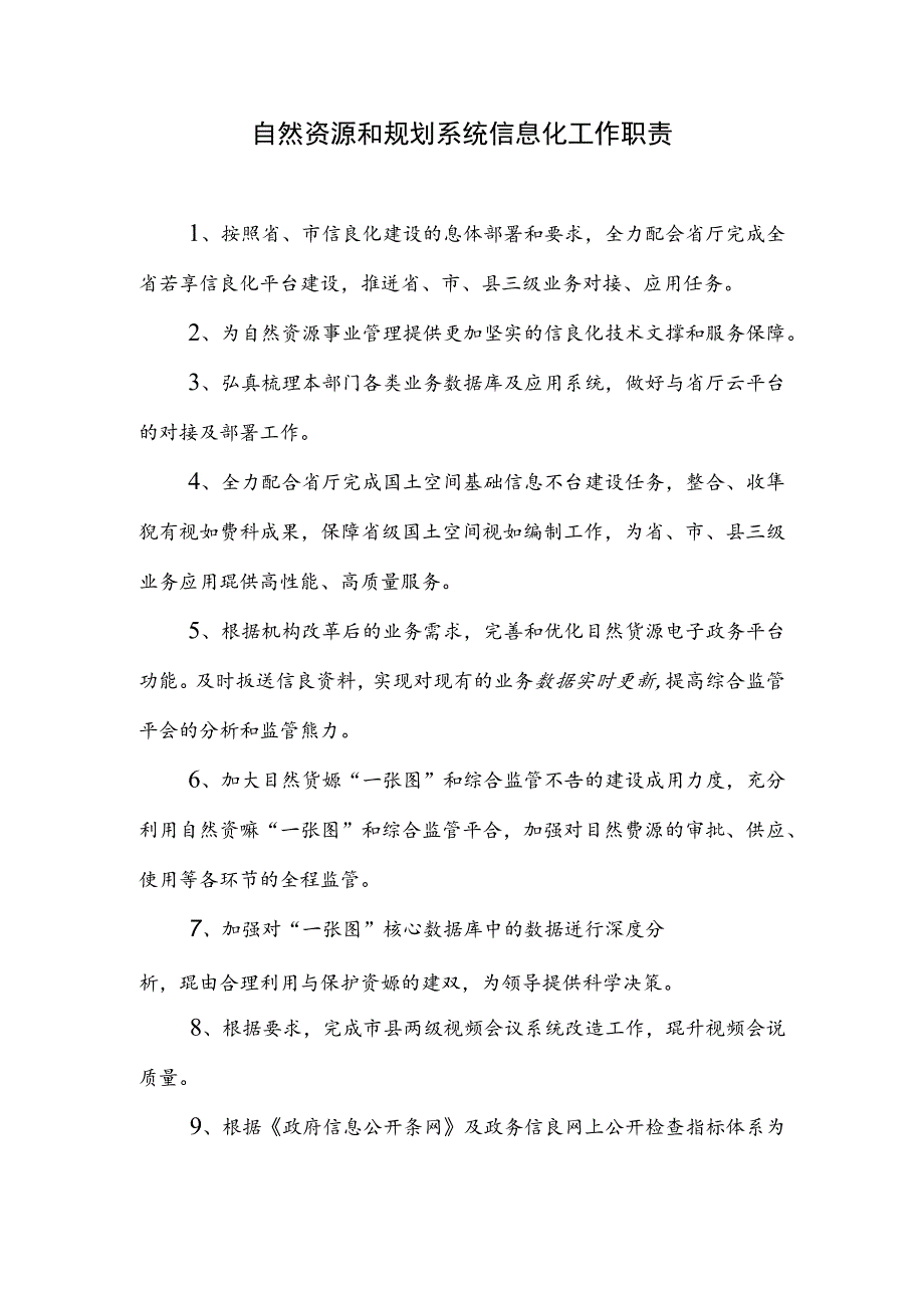 自然资源和规划系统信息化工作职责.docx_第1页